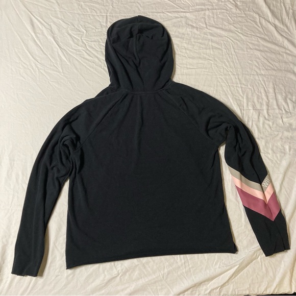WILDFOX Sweat Halo Black Hoodie Pullover with Pink Stripes - Picture 7 of 9